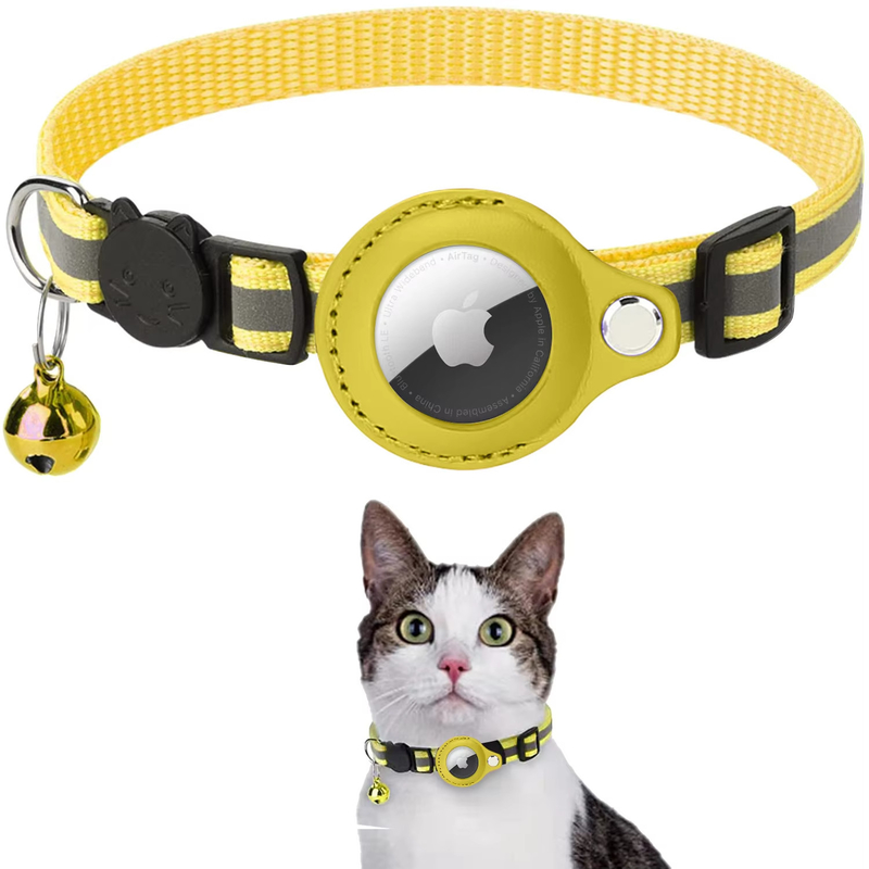 Solid Pattern Pet Collar Anti Loss Airtag Cat Collars Reflective With Plastic PU Polyester Iron Materials