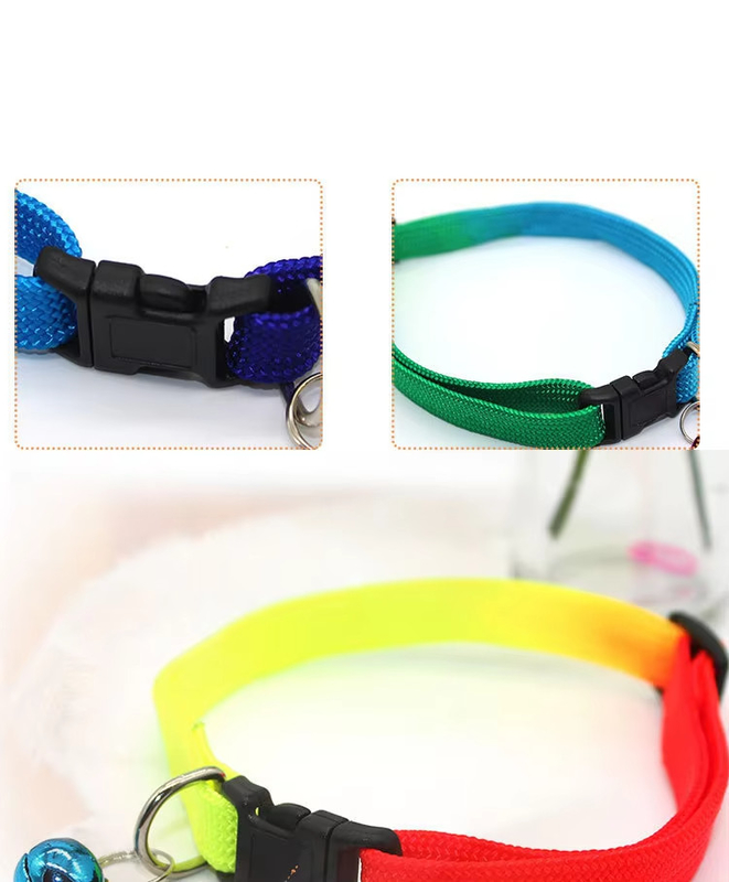 Нейлоновый ошейник для домашних животных, градиентный цвет, для щенков, собак и кошек, с колокольчиком