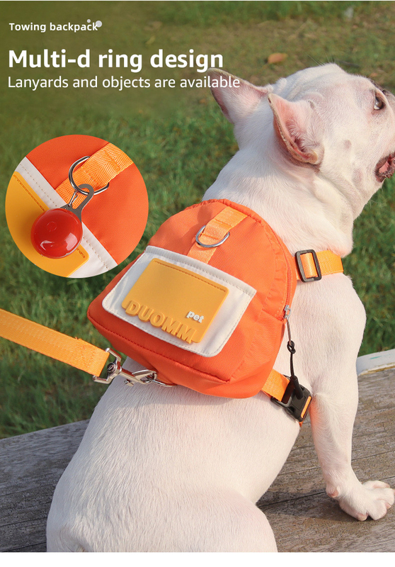 Colorful Small Dog Backpack Harness Adjustable Pet Harness Backpack With Traction Rope