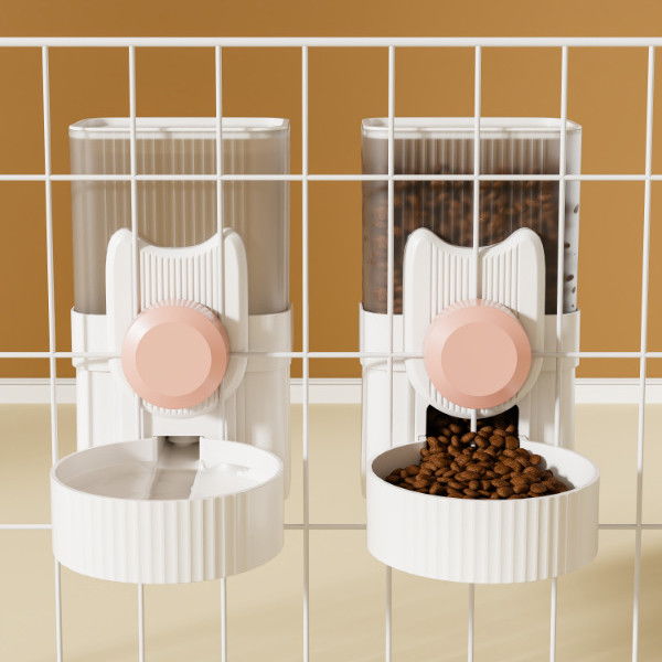 Cage Hanging Pet Feeder Plastic Hanging Water Dispenser Double Bowl For Cat And Dog