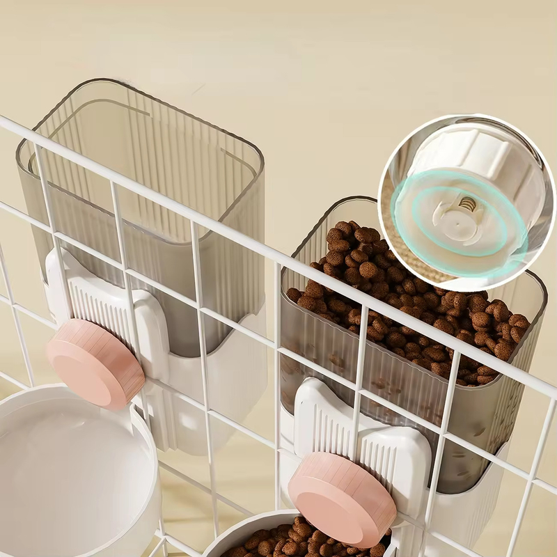 Cage Hanging Pet Feeder Plastic Hanging Water Dispenser Double Bowl For Cat And Dog