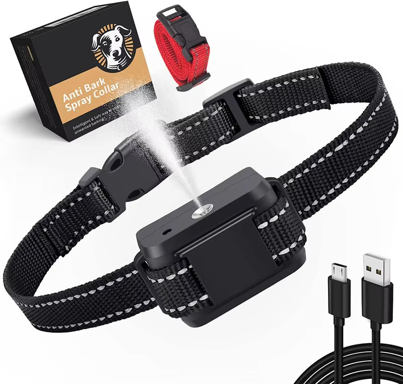 Rechargeable Pet Training Products Auto Anti Bark Spray Collars Customized