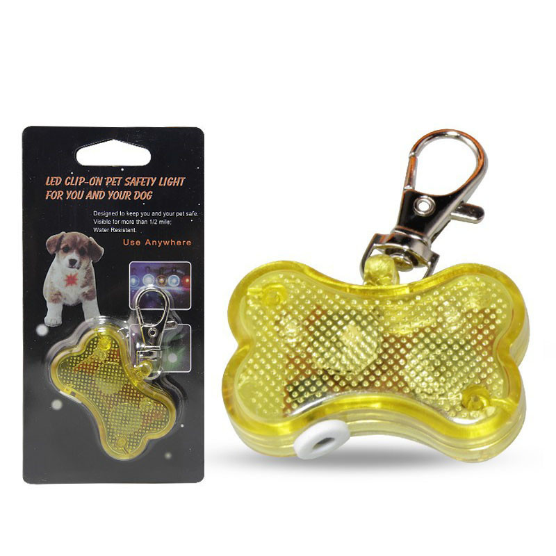 Luminous Pet Tag LED Flashing Dog Collar Tag Anti Loss Bone Shaped