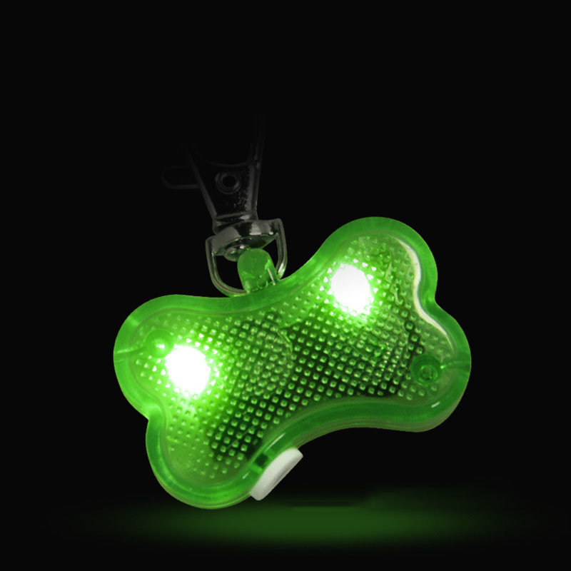Luminous Pet Tag LED Flashing Dog Collar Tag Anti Loss Bone Shaped