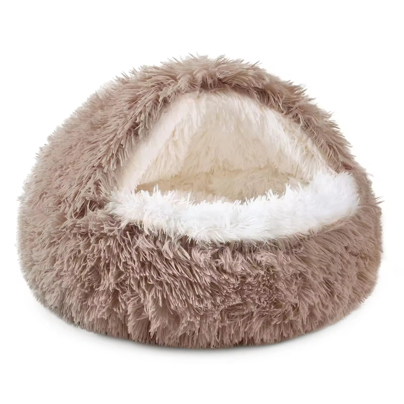 Semi Closed Fluffy Pet Beds Comfortable Soft Fluffy Cat Bed Easy To Clean