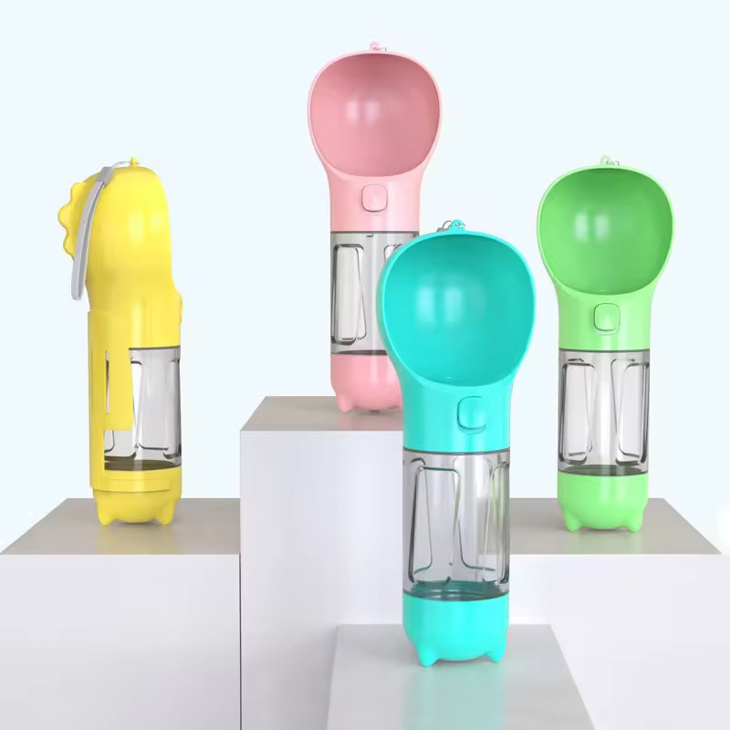 4 In 1 Dog Travel Bottles Leak Proof Portable Dog Water Dispenser Multifunctional With Poop Bag
