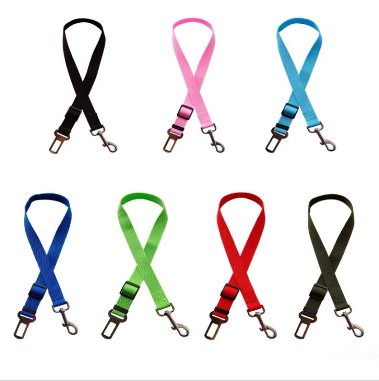 Colorful Adjustable Car Dog Leash Customized Pet Seat Belt Leash