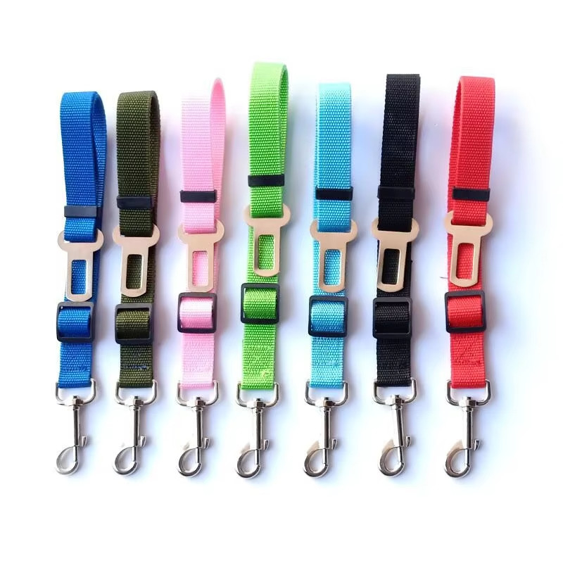 Colorful Adjustable Car Dog Leash Customized Pet Seat Belt Leash