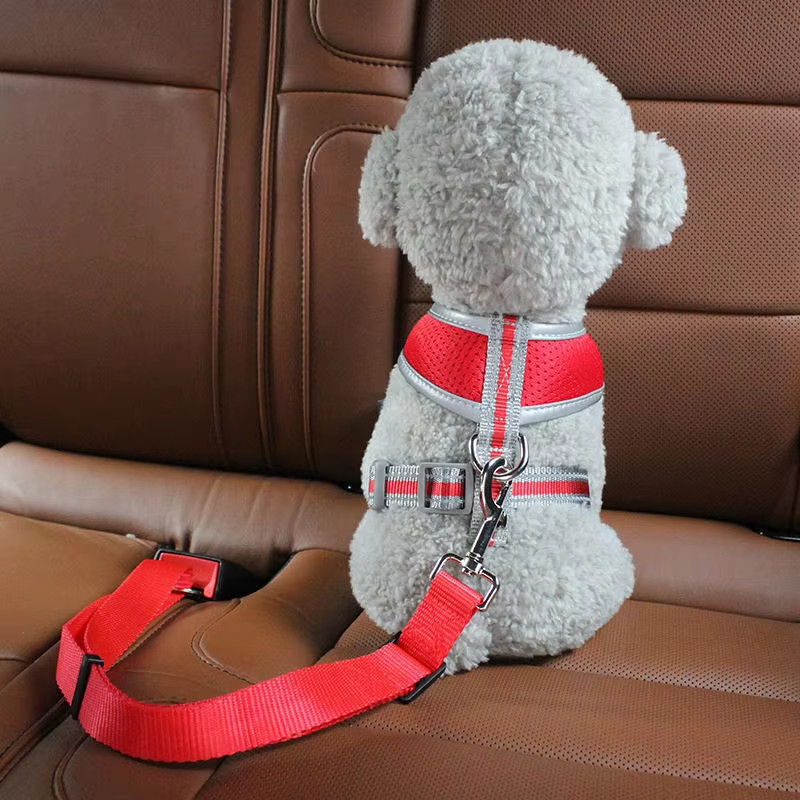 Colorful Adjustable Car Dog Leash Customized Pet Seat Belt Leash