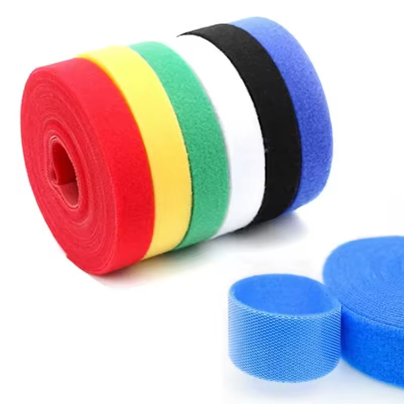 Self Adhesive Hook And Loop Strap Customized Back To Back Cable Tie Colorful