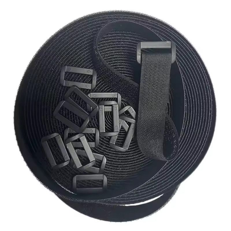 Nylon Hook And Loop Strap Black Velcro Straps Customized Color Size